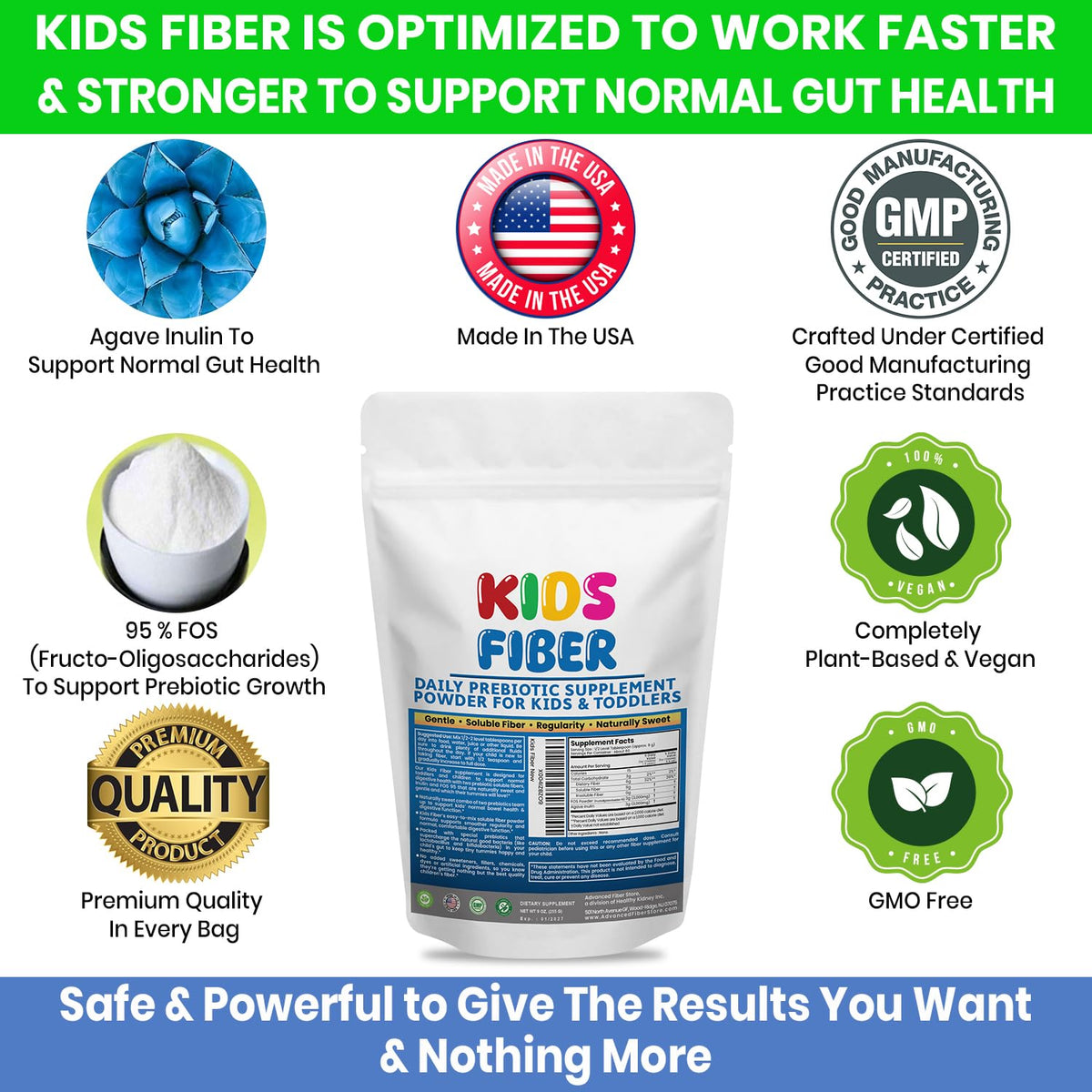 Poudre de fibres solubles Kidney Restore pour enfants dans un bol