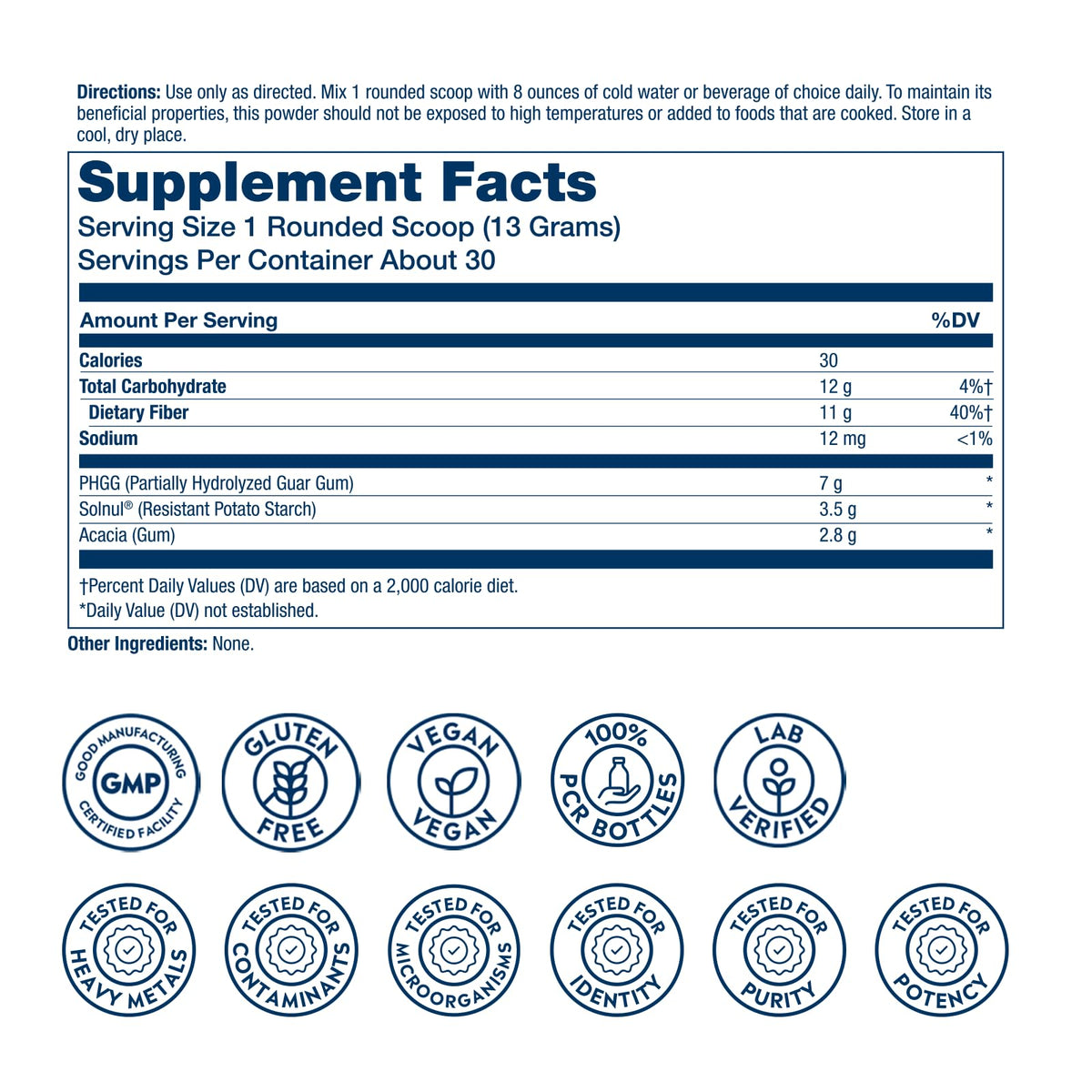 Poudre de Fibres Triples SOLARAY 481g avec cuillère de dosage