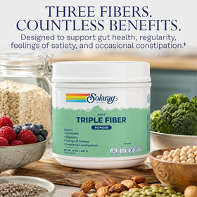 Poudre de Fibres Triples SOLARAY 481g en préparation dans un smoothie