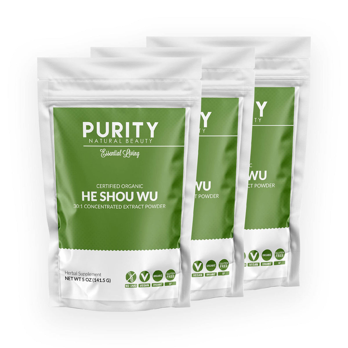 Poudre de Fo-Ti bio He Shou Wu Purity Natural Beauty 540g vue de face