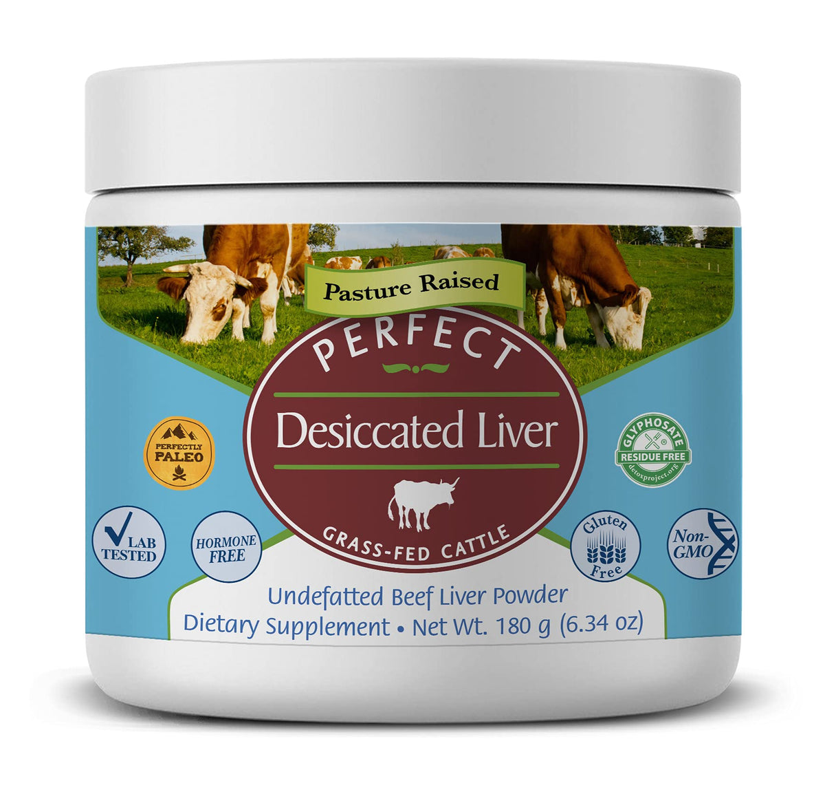 Poudre de foie déshydraté Perfect Supplements 180g vue de face