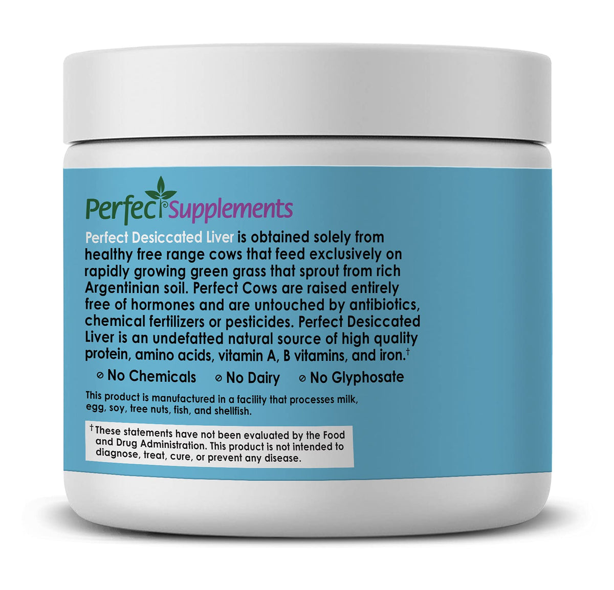 Poudre de foie déshydraté Perfect Supplements en poudre sur une cuillère