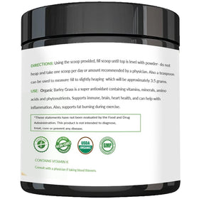 Poudre de foin d'orge bio avec ingrédients naturels