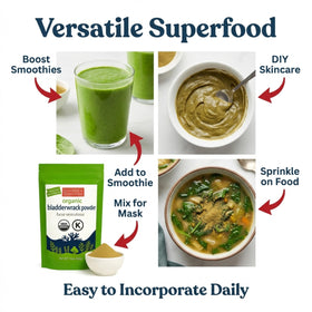 Poudre de Fucus Vésiculeux mélangée dans un smoothie