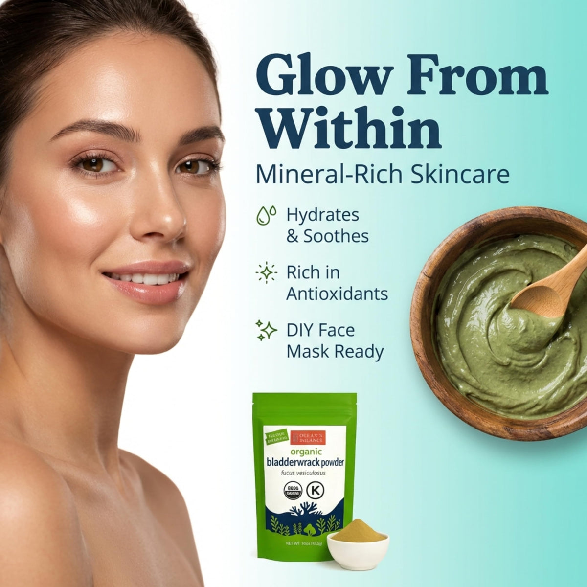 Poudre de Fucus Vésiculeux utilisée dans un masque facial
