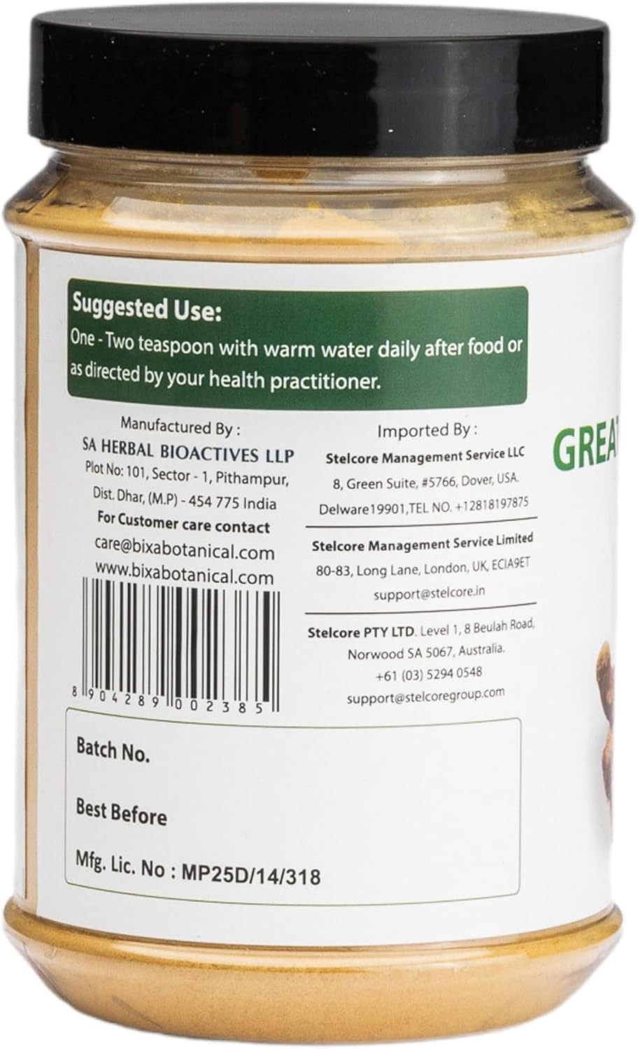 Poudre de galanga Bixa BOTANICAL 200g dans un bol