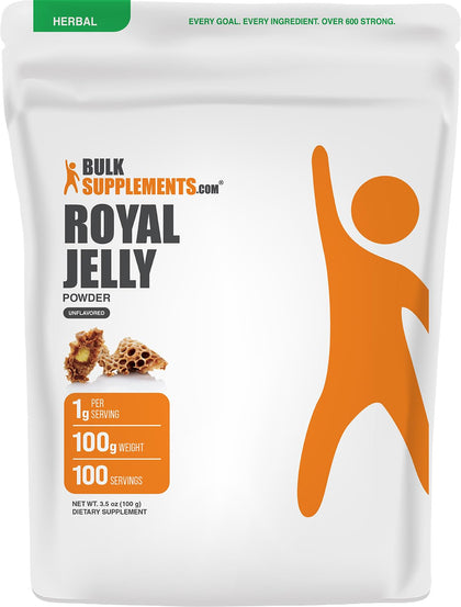 Poudre de gelée royale BulkSupplements 100g vue de face