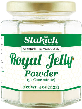 Poudre de gelée royale Stakich 3X concentré dans son emballage avant