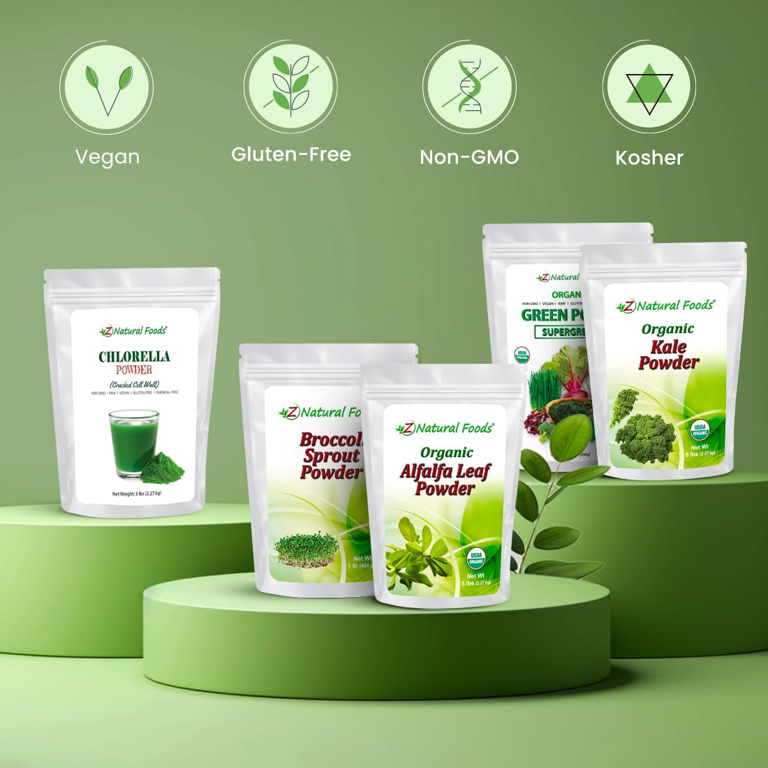 Poudre de germes de brocoli Z Natural Foods sur une cuillère