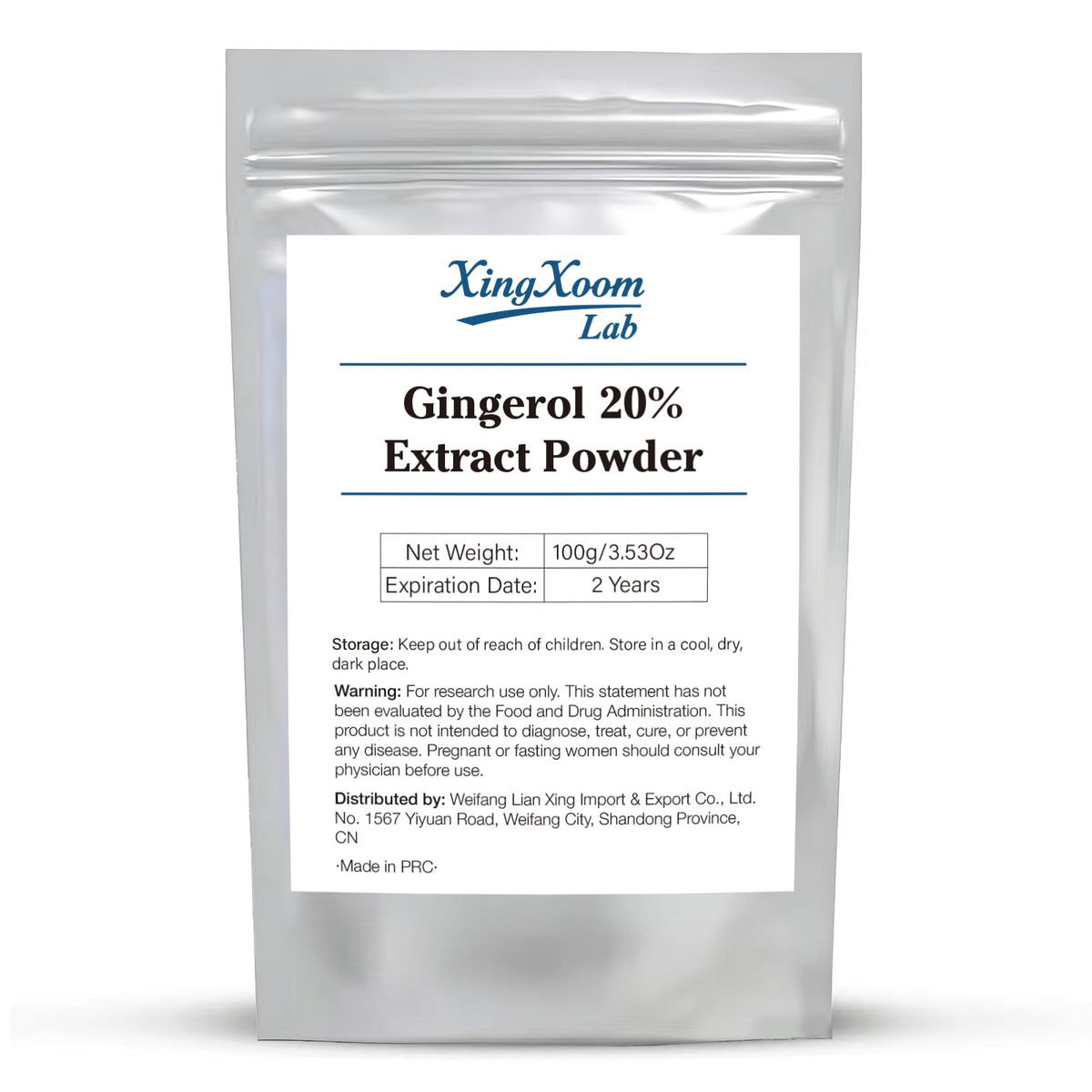 Poudre de gingembre XingXoom 100g avec emballage vu de face