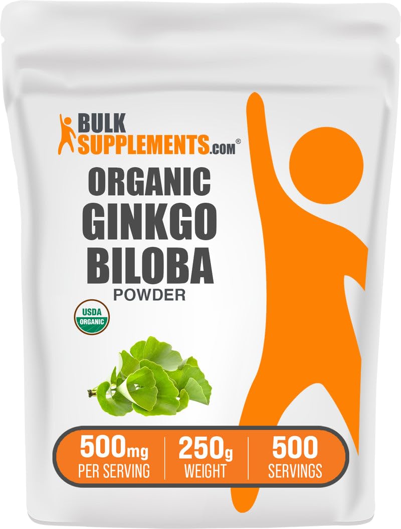 Poudre de Ginkgo Biloba bio BulkSupplements vue de face