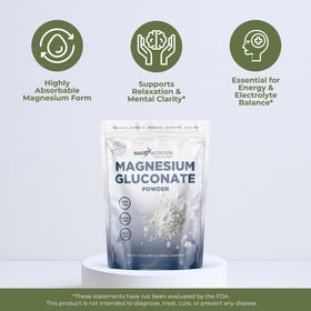 Poudre de gluconate de magnésium GADE NUTRITION dans un bol