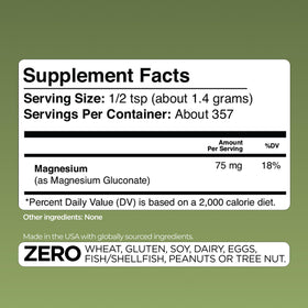 Poudre de gluconate de magnésium GADE NUTRITION dans un environnement de cuisine