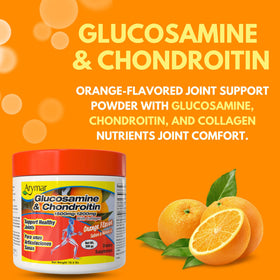 Poudre de glucosamine Arymar sur une table avec des ingrédients