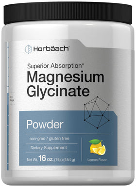 Poudre de glycinate de magnésium Horbäach 549g au citron vue avant