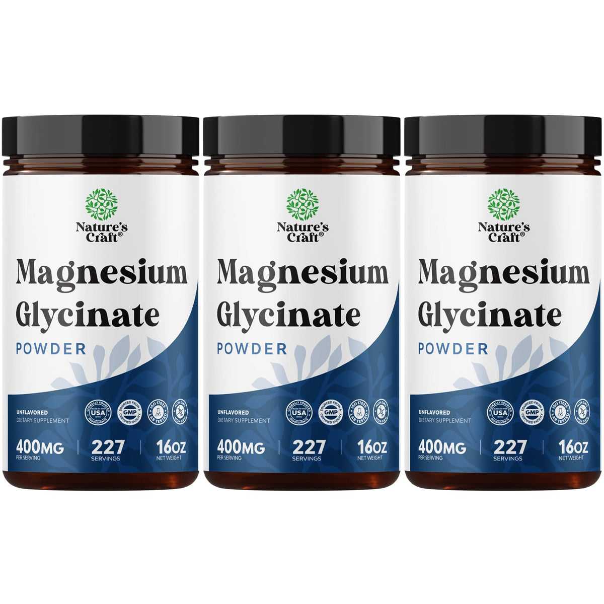 Poudre de Glycinate de Magnésium Natures Craft 400mg paquet avant