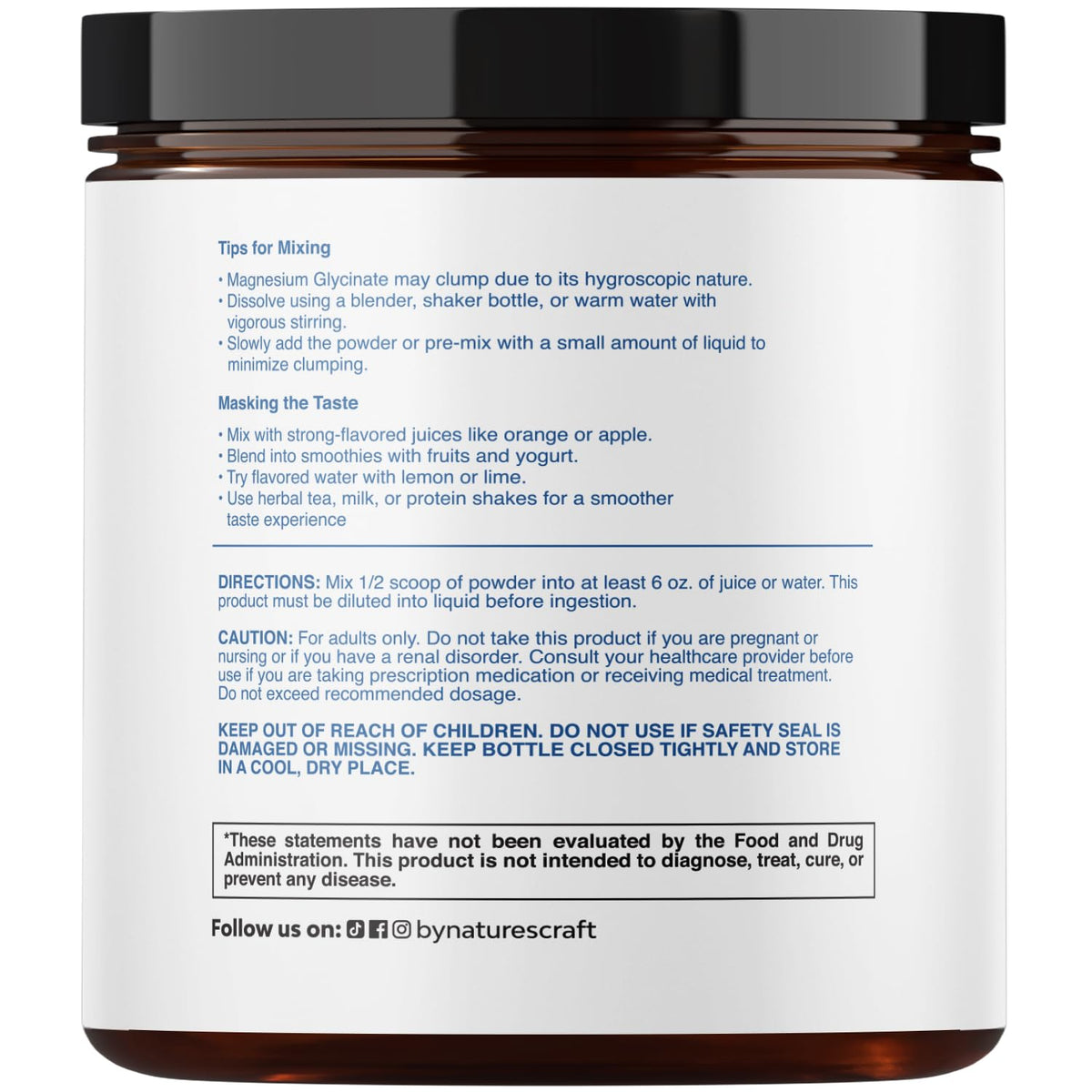 Poudre de Glycinate de Magnésium Natures Craft dans un smoothie