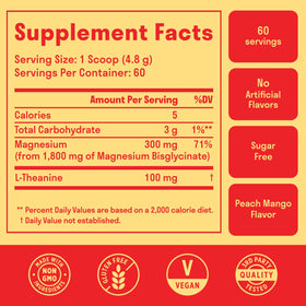 Poudre de glycinate de magnésium Nuven Naturals vue de côté avec cuillère