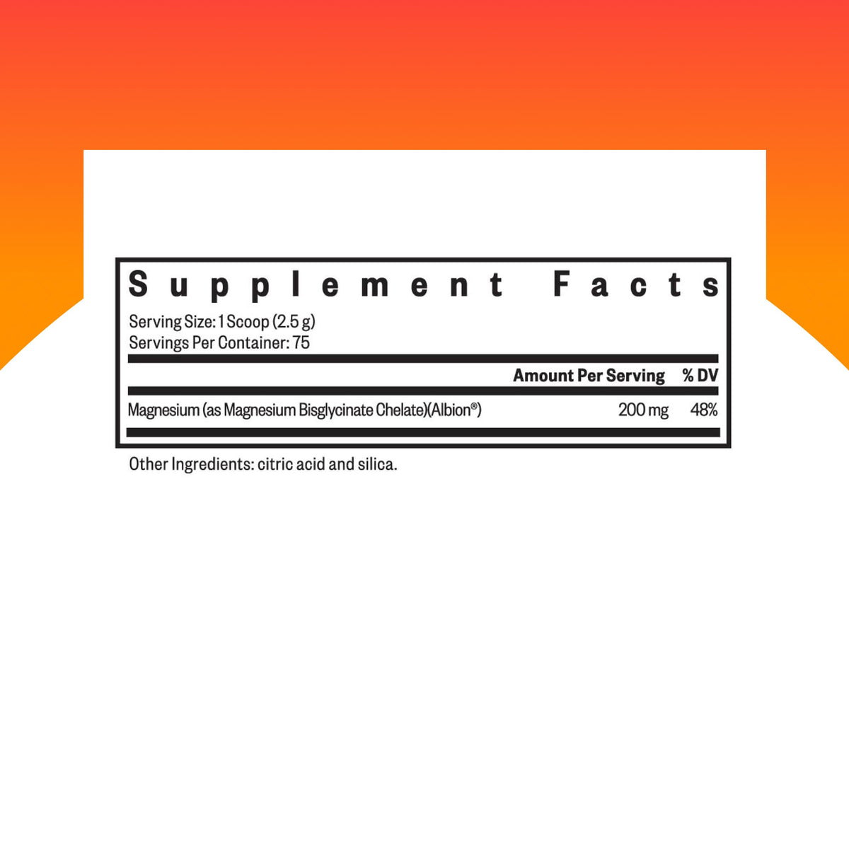 Poudre de glycinate de magnésium Seeking Health 200 mg, vue arrière du produit