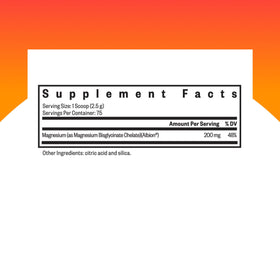 Poudre de glycinate de magnésium Seeking Health 200 mg, vue arrière du produit