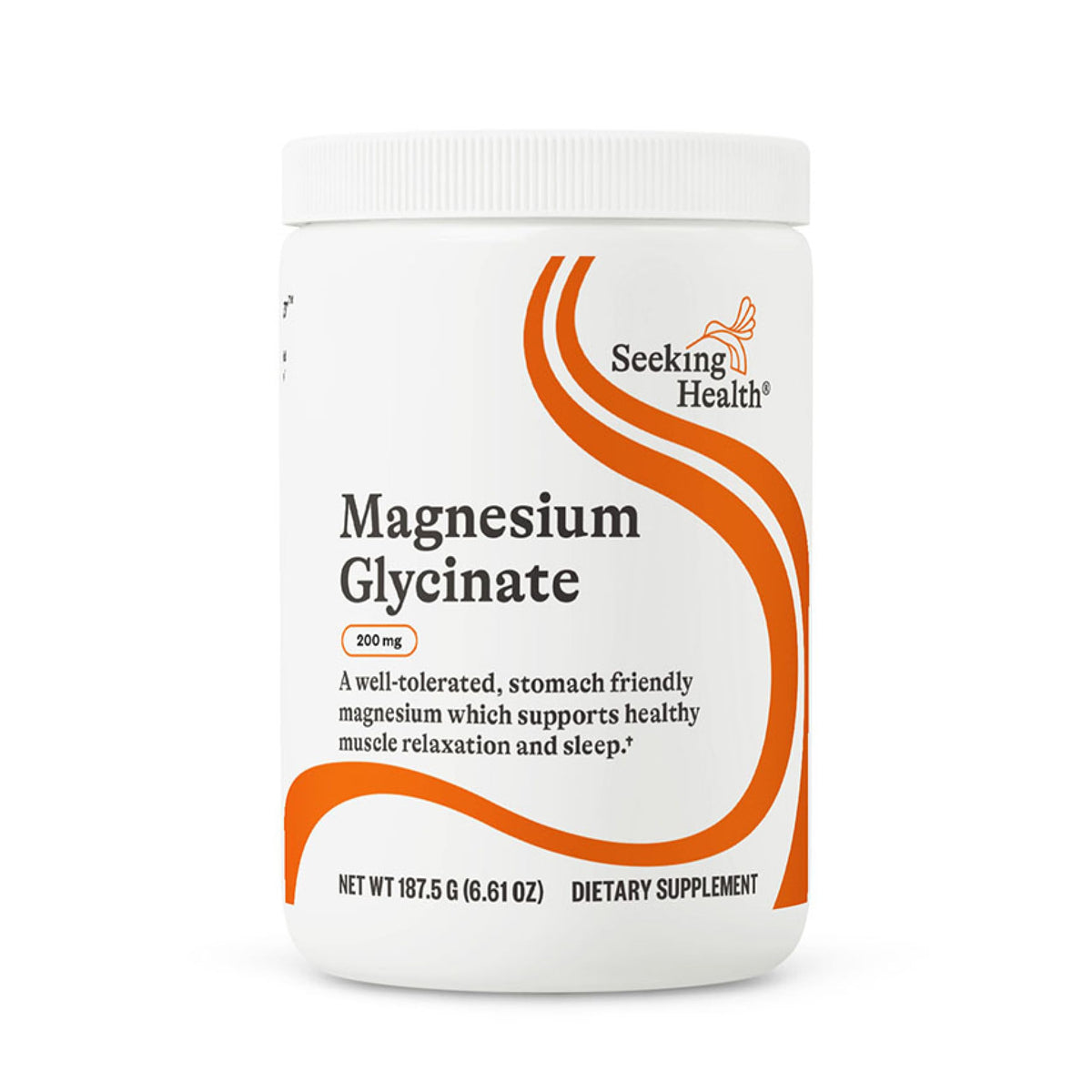 Poudre de glycinate de magnésium Seeking Health 200 mg, vue avant du produit