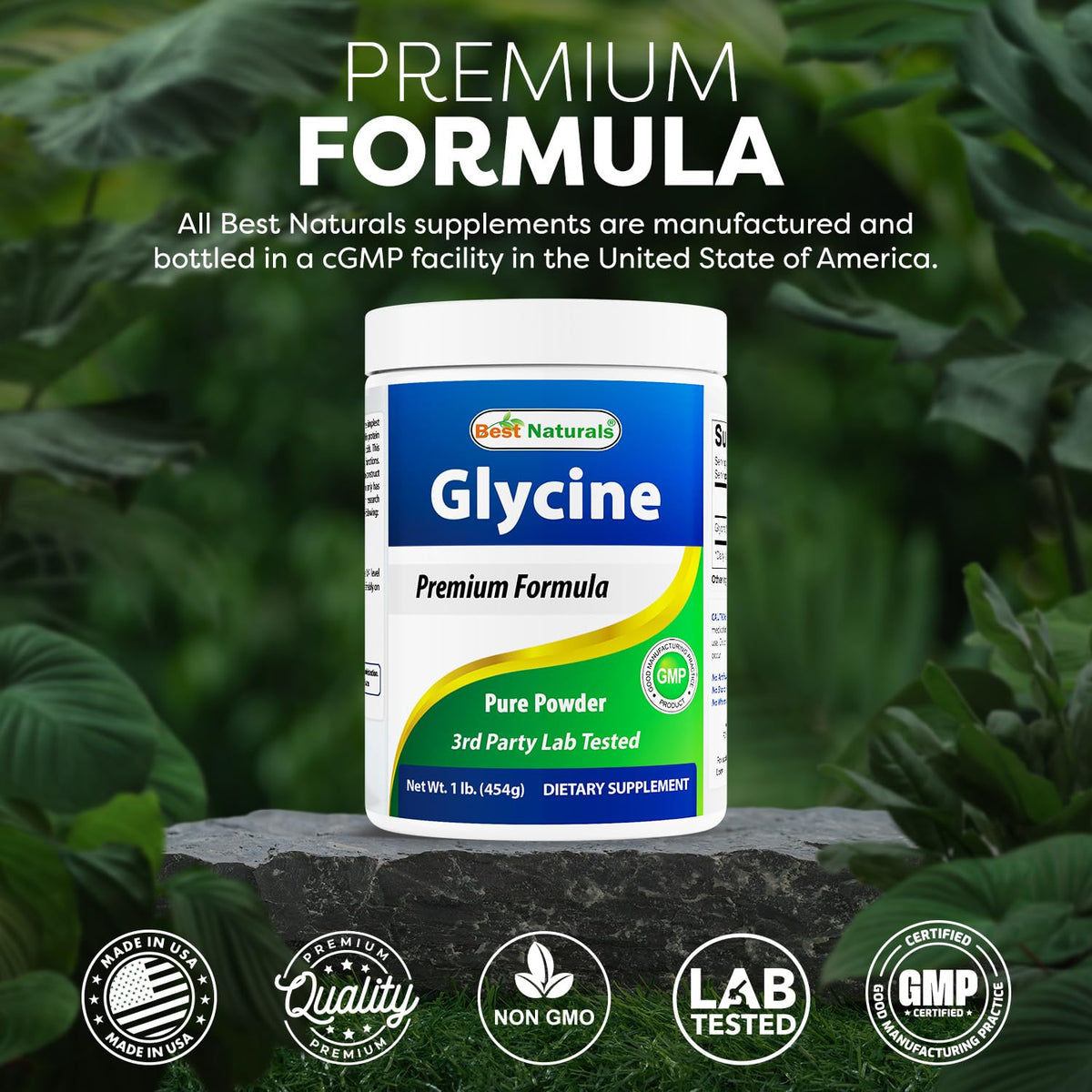 Poudre de glycine Best Naturals à côté d'autres compléments alimentaires