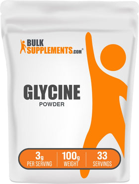 Poudre de glycine BulkSupplements 100g, vue de face