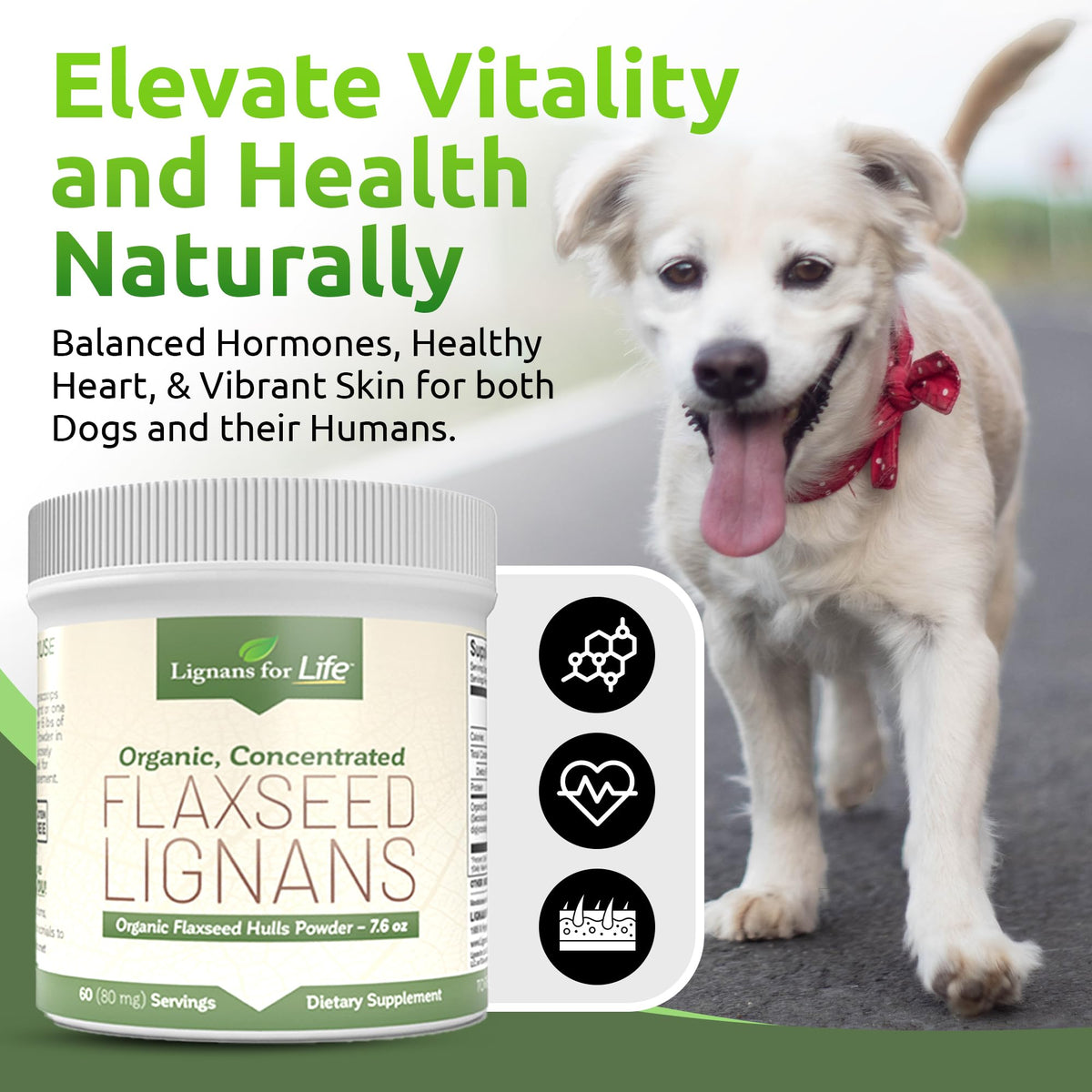 Poudre de graines de lin bio Lignans For Life 272g dans un bol