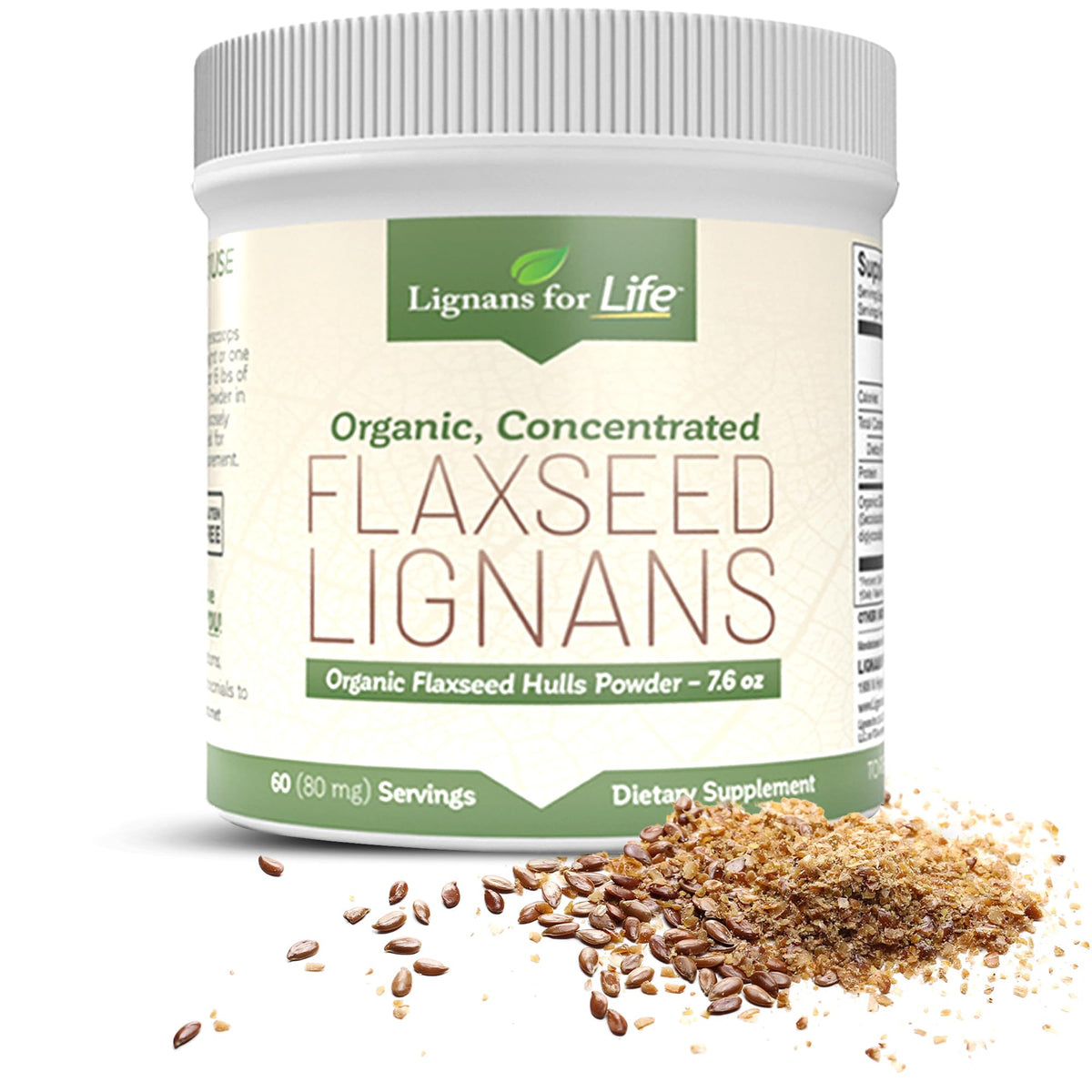 Poudre de graines de lin bio Lignans For Life 272g vue de face