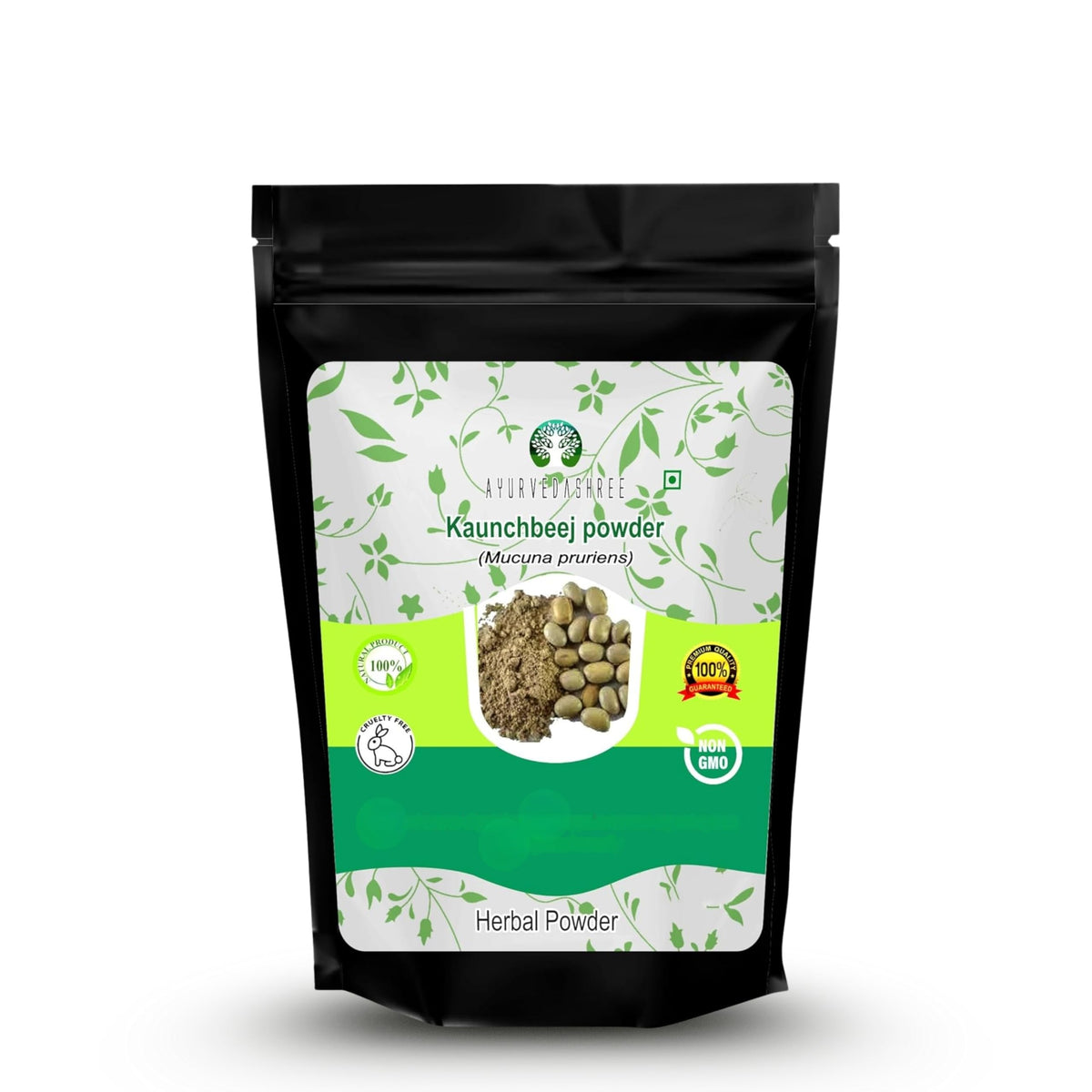Poudre de Graines de Mucuna AYURVEDASHREE 200 g, emballage avant