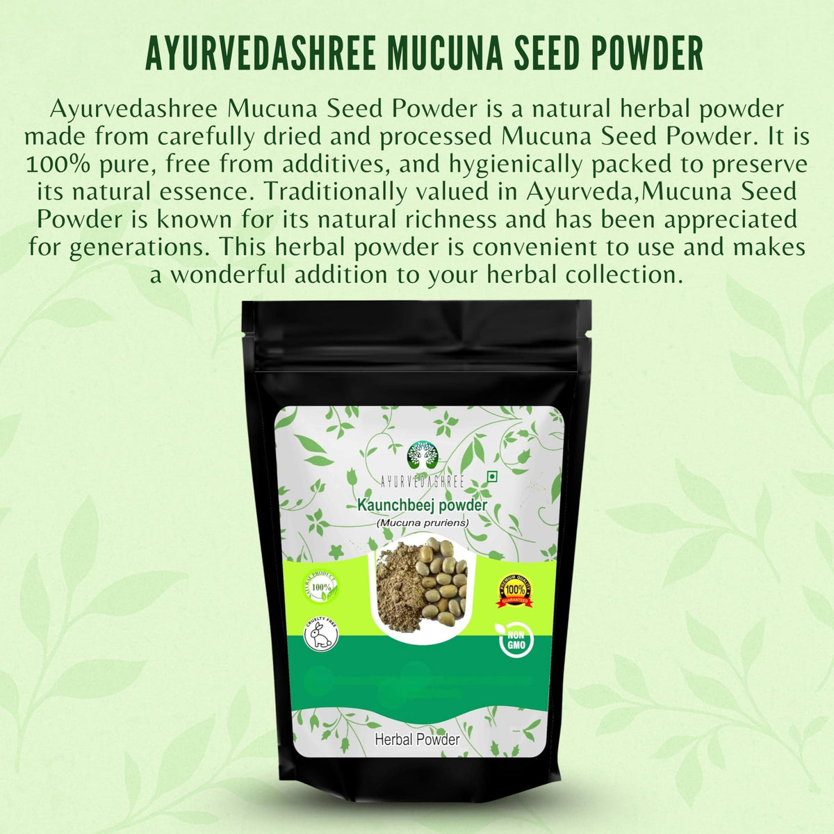 Poudre de Graines de Mucuna AYURVEDASHREE, texture de la poudre