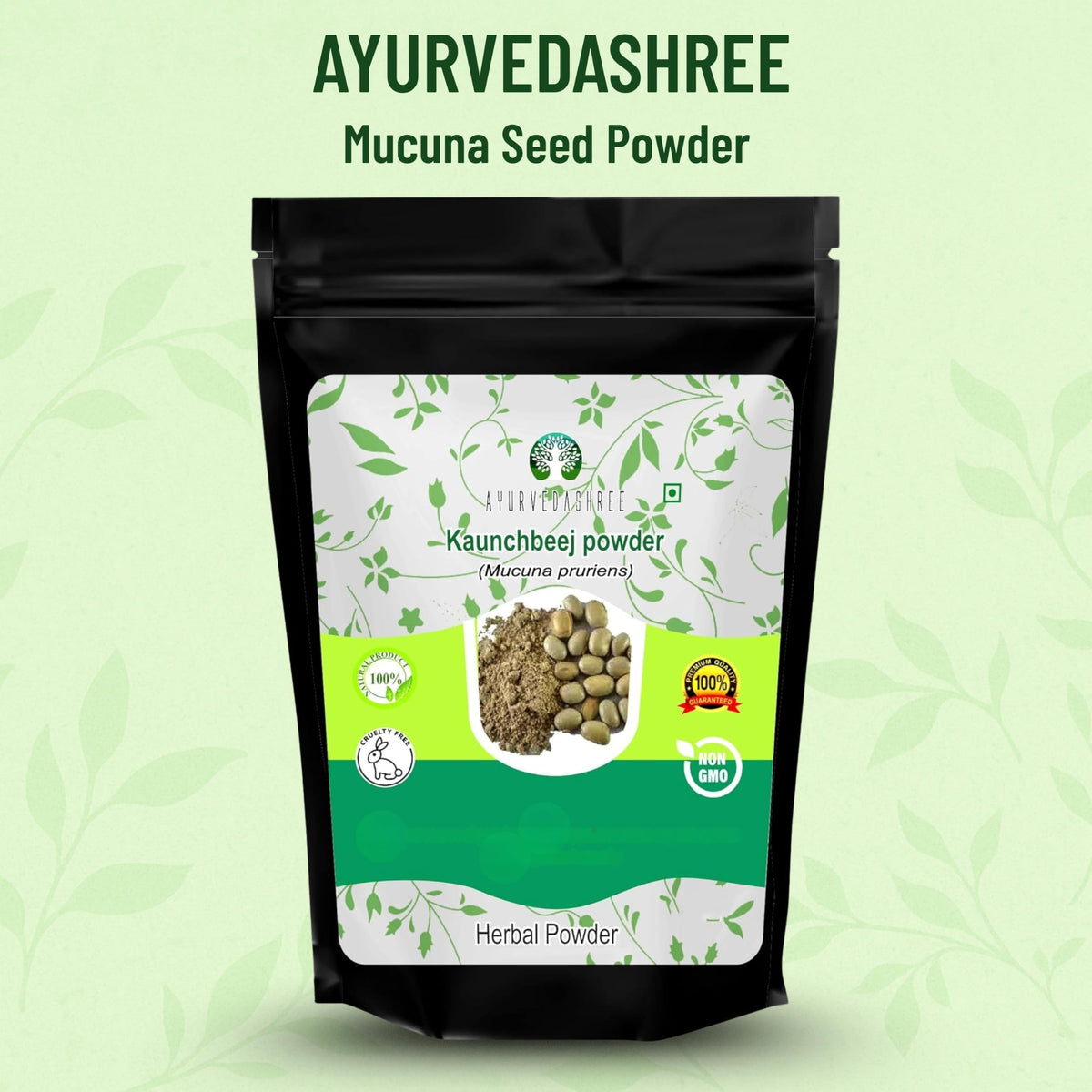 Poudre de Graines de Mucuna AYURVEDASHREE, vue de côté