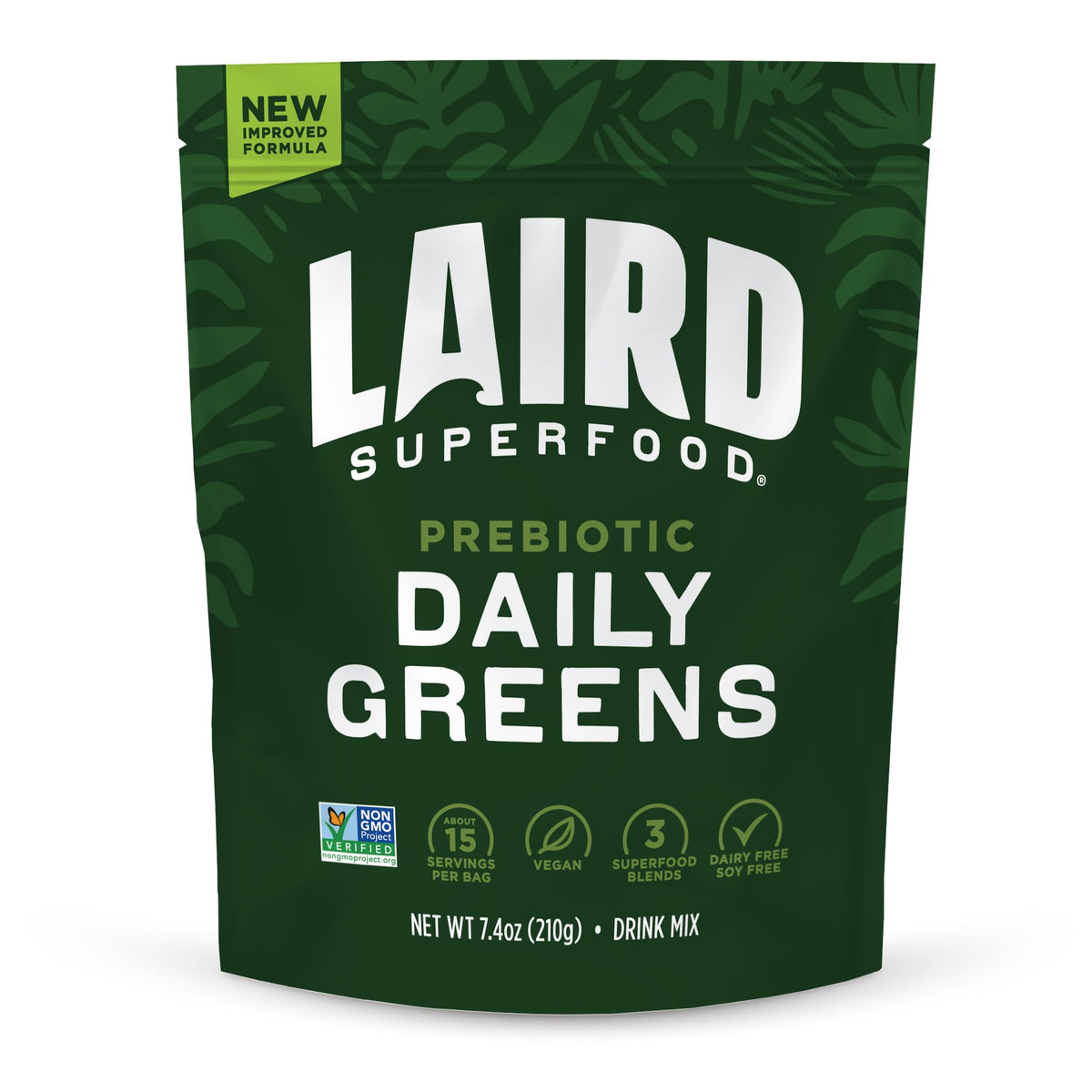 Poudre de greens prébiotiques Laird Superfood 227g vue de face