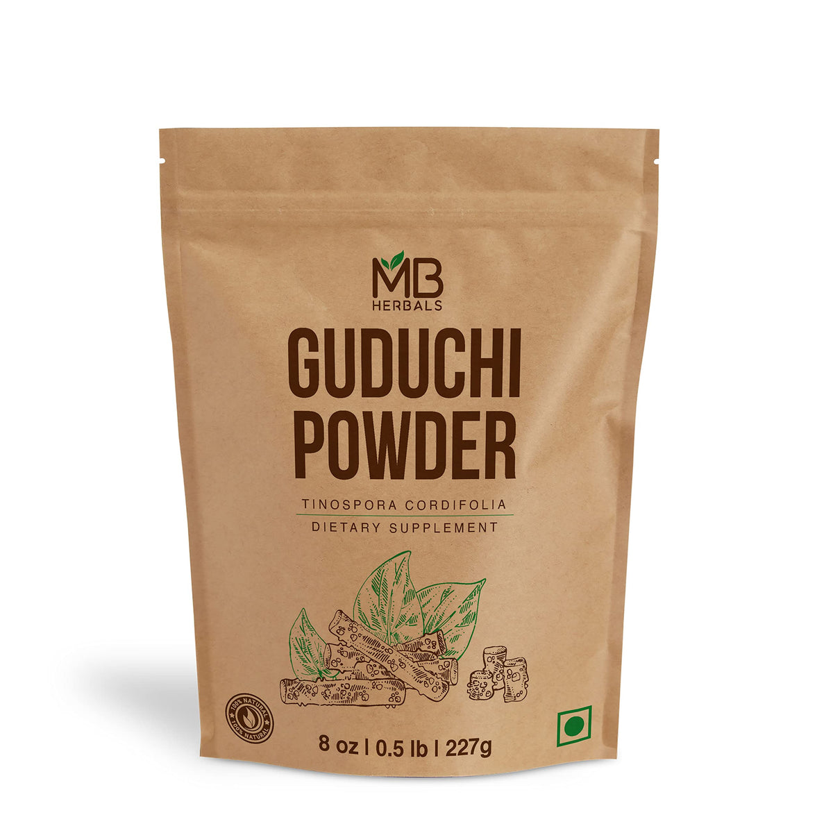 Poudre de Guduchi Neem-Giloy 240g MB Herbals, vue de face