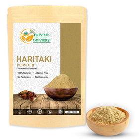 Poudre de haritaki Herbs Botanica 100% pure vue avant dans un sachet