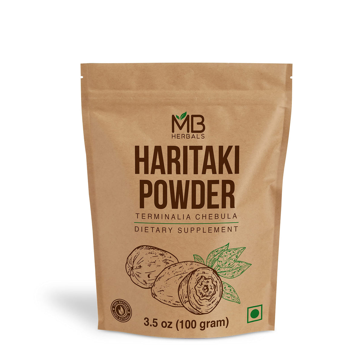 Poudre de Haritaki MB Herbals 100g vue de face