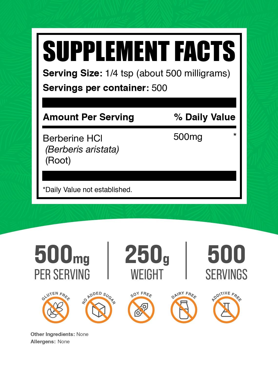 Poudre de HCl de Berbérine 500mg BulkSupplements en portion