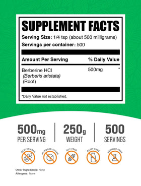 Poudre de HCl de Berbérine 500mg BulkSupplements en portion
