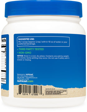 Poudre de jus d'orge bio Nutricost 540g vue arrière