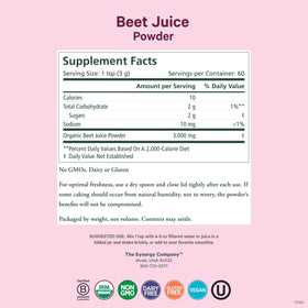 Poudre de Jus de Betterave Bio PURE SYNERGY 181g avec cuillère