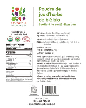 Poudre de Jus de Blé 'D ORGANIC 454g avec cuillère