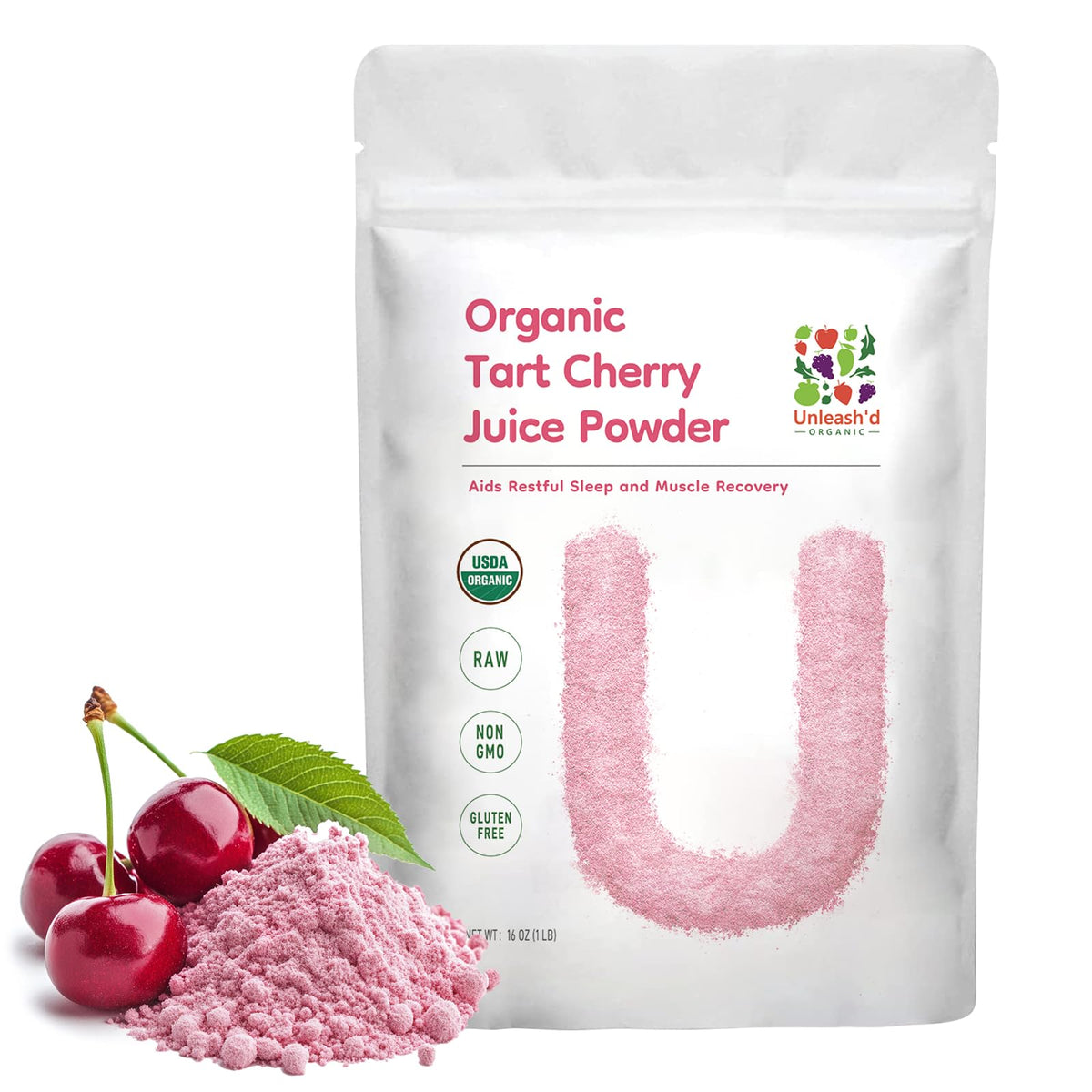 Poudre de Jus de Cerise Acidulée 'D ORGANIC 16 oz vue de face
