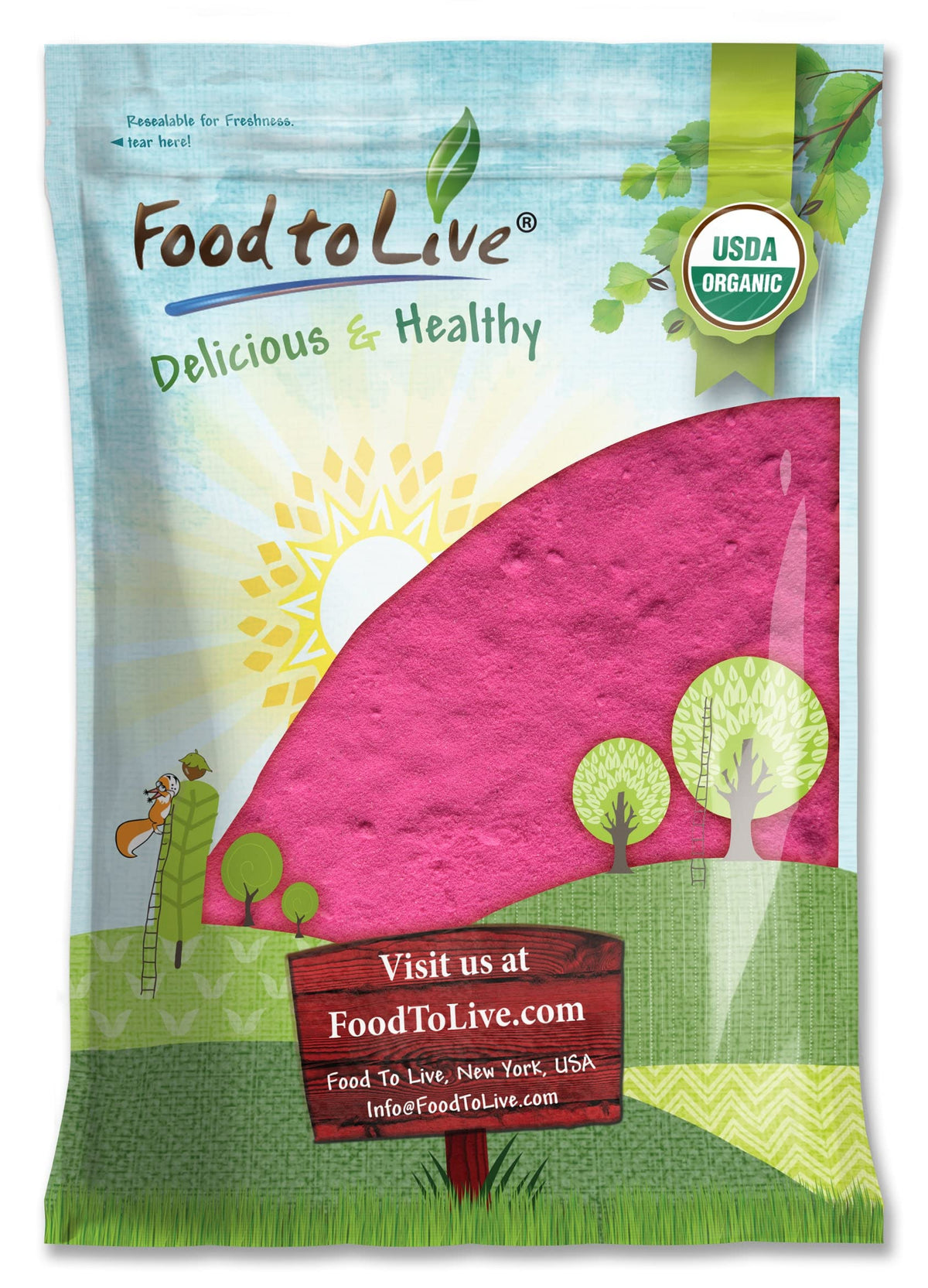 Poudre de jus de fruit du dragon bio Food to Live vue de face