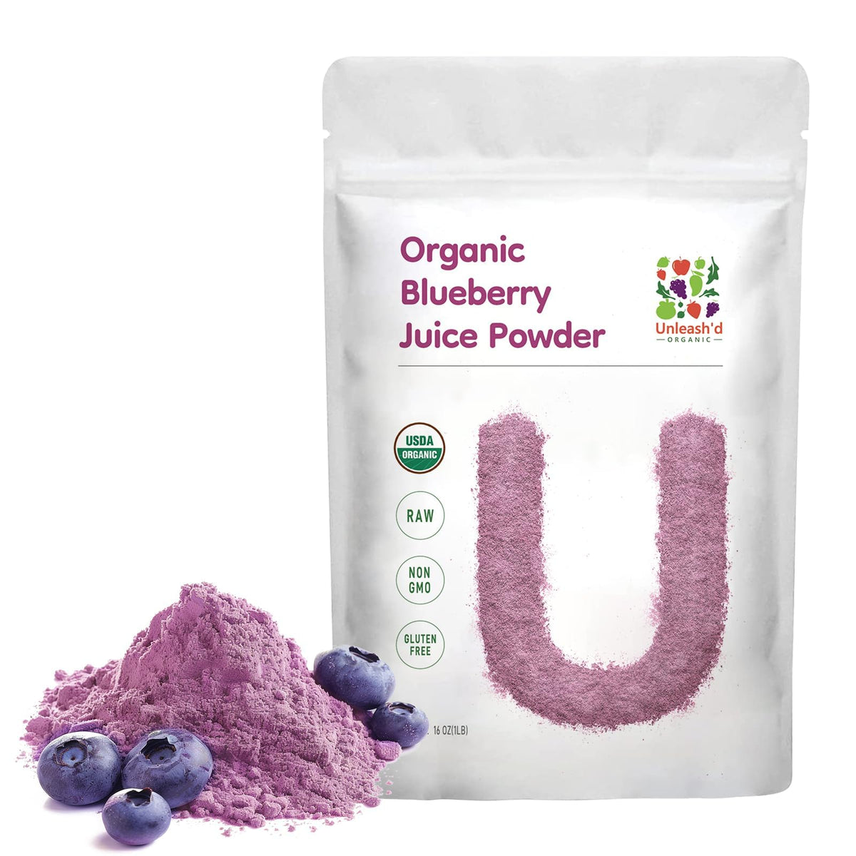 Poudre de jus de myrtille bio 'D ORGANIC 481g vue avant