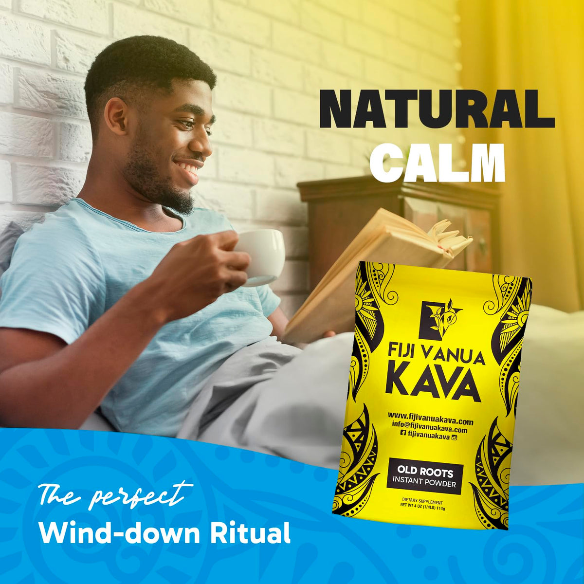 Poudre de kava de Fiji Vanua avec une cuillère