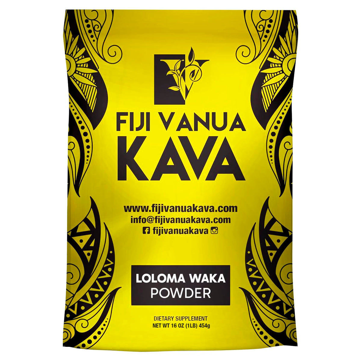 Poudre de kava Loloma Waka de Fiji Vanua Kava, 449g, vue de face