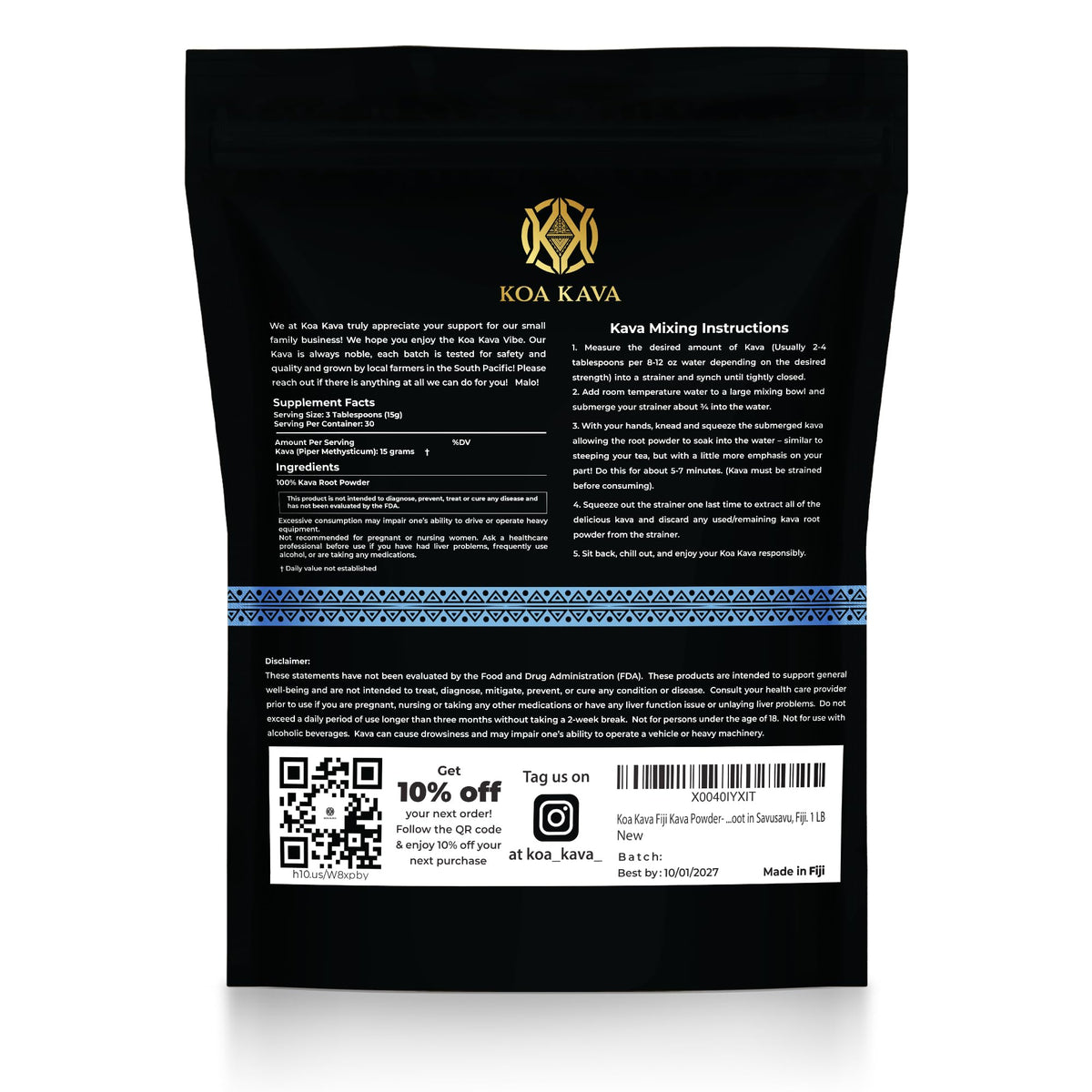 Poudre de Kava Waka Koa Kava 458g dans un environnement naturel