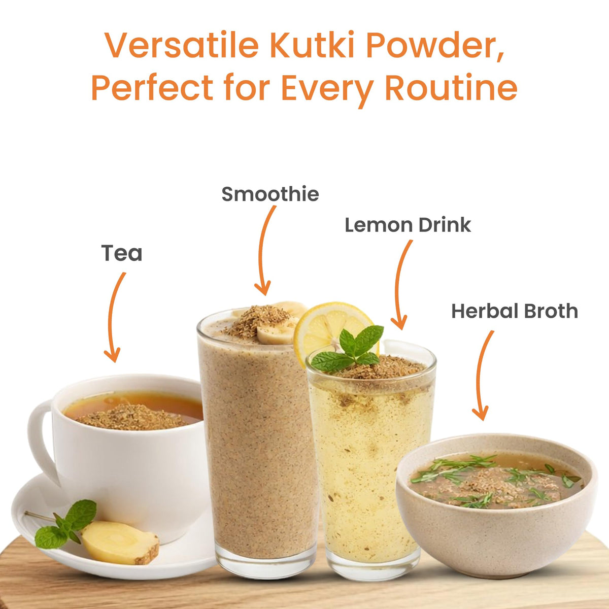 Poudre de kutki mélangée à un smoothie