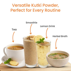 Poudre de kutki mélangée à un smoothie