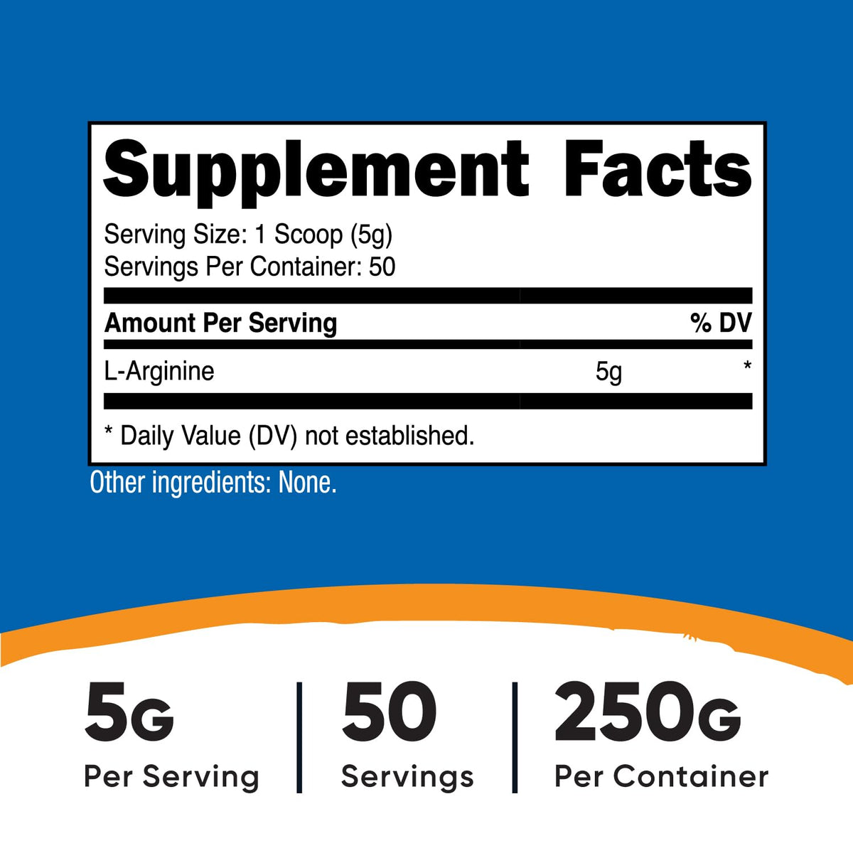 Poudre de L-Arginine Nutricost 250g avec cuillère doseuse